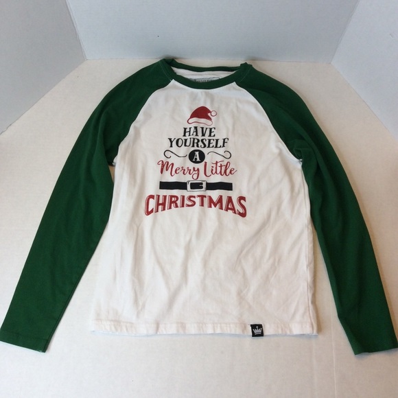 Littlest Prince Boys Size 12 Pine Green Merry Little Christmas Raglan Tee - Picture 3 of 9